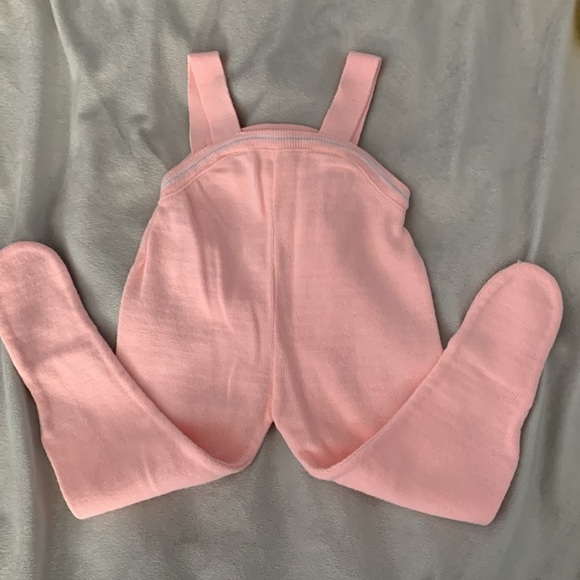Pink footed baby overalls One Piece romper playsuit size 6-9 months embroidered - Picture 5 of 5